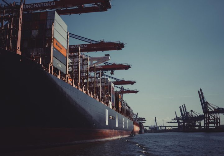 Ship with freight containers